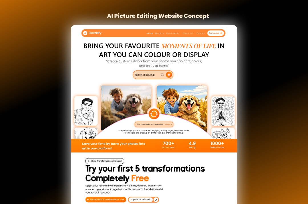 AI Photo Editing Landing Page — Modern UI/UX Concept ai animation design futuristic graphic design kids landingpage modern photoediting ui ux webdesign websitedesign