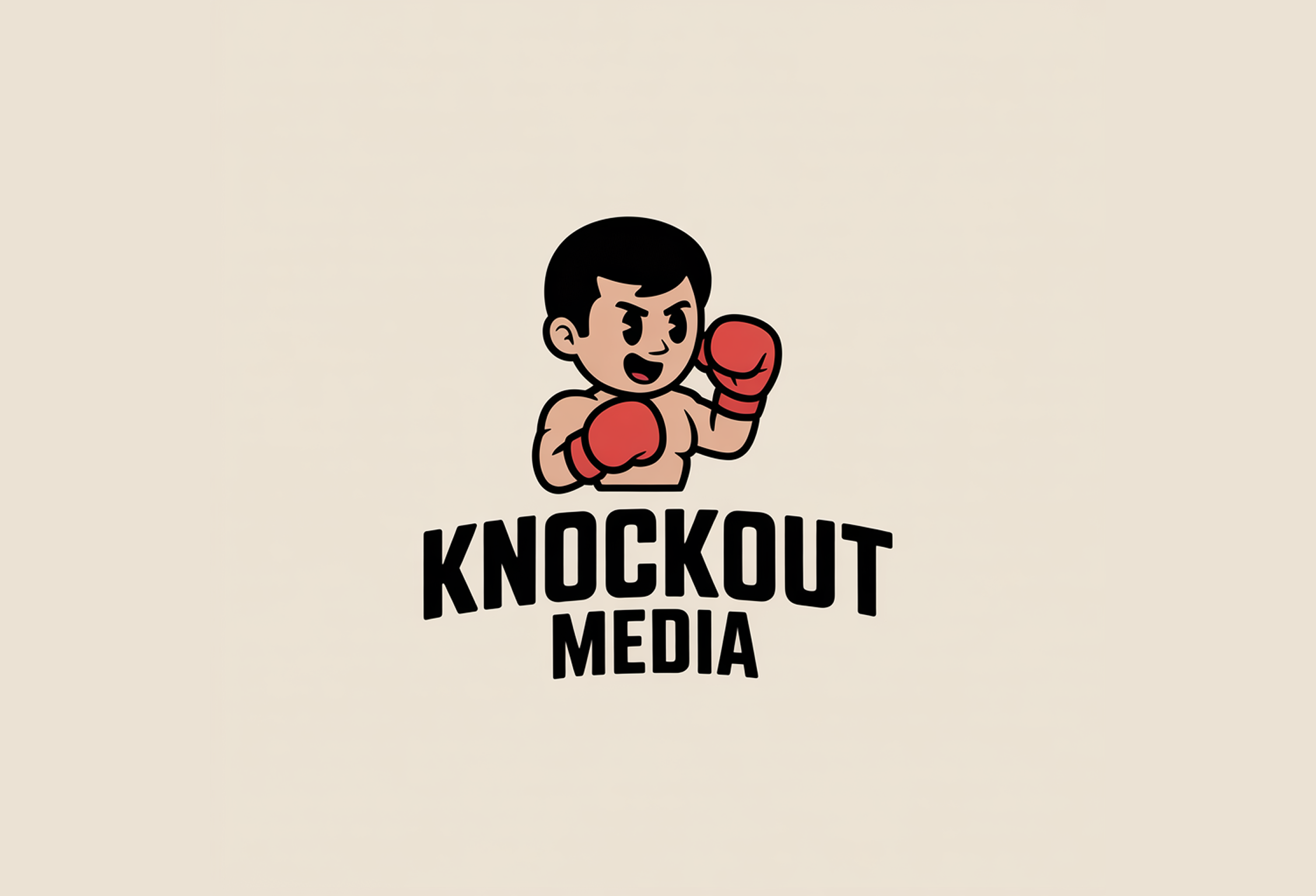Knockout Media Logo boxer boxing cartoon cute design icon illustration knockout media logo mascot