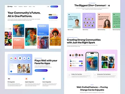 Social Media Platform Website Unifyo community interface product service startup ui ux web