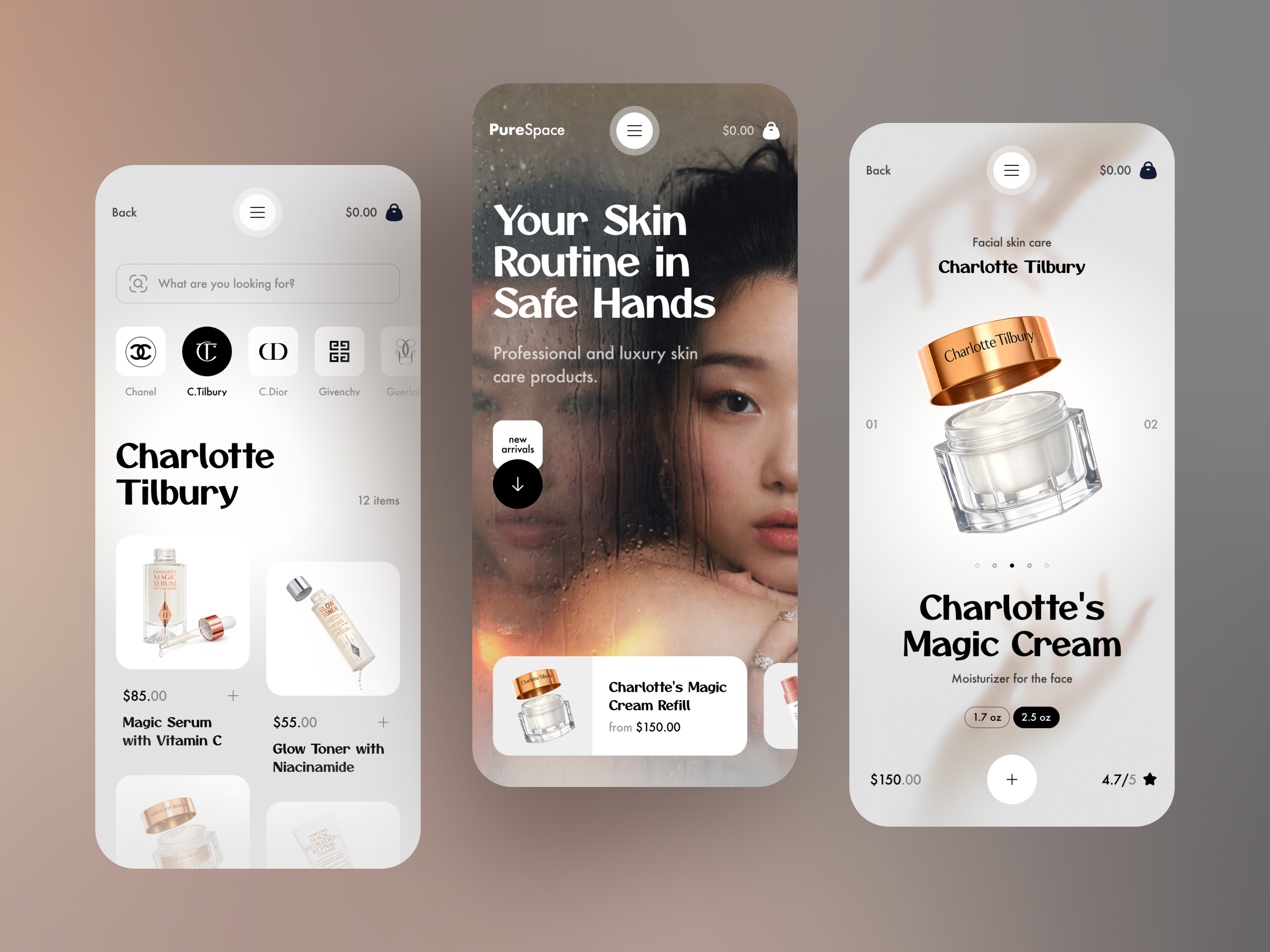Skincare eCommerce Mobile App UI