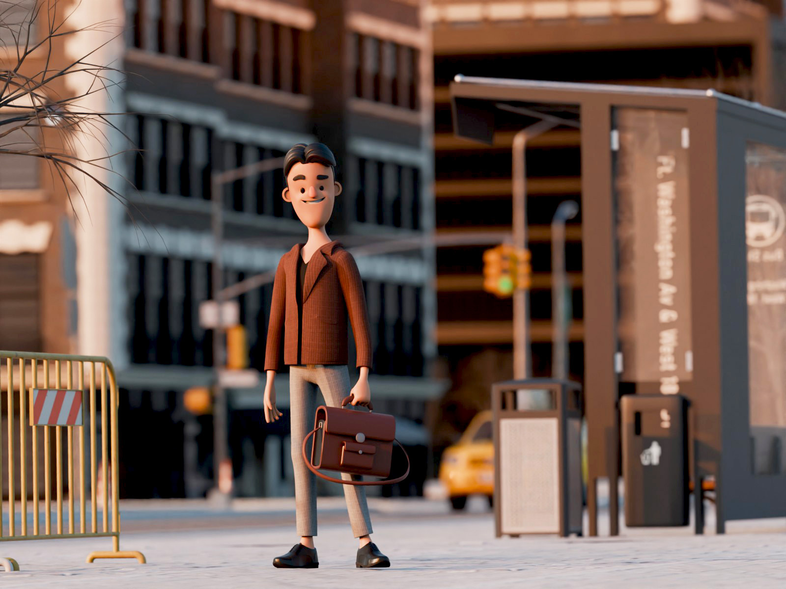 NY John's Business Trip 3d blender branding business cartoon cute design graphic design illustration illustrations library m modular new york render resources stylized trip