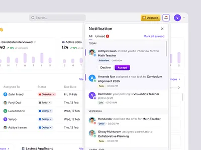 RecruitSmart — SaaS Platform HR Management for School candidate candidate management education employee employee management hr hr system hrd hrm human resource job notification product design saas saas design school management search ui ux web app