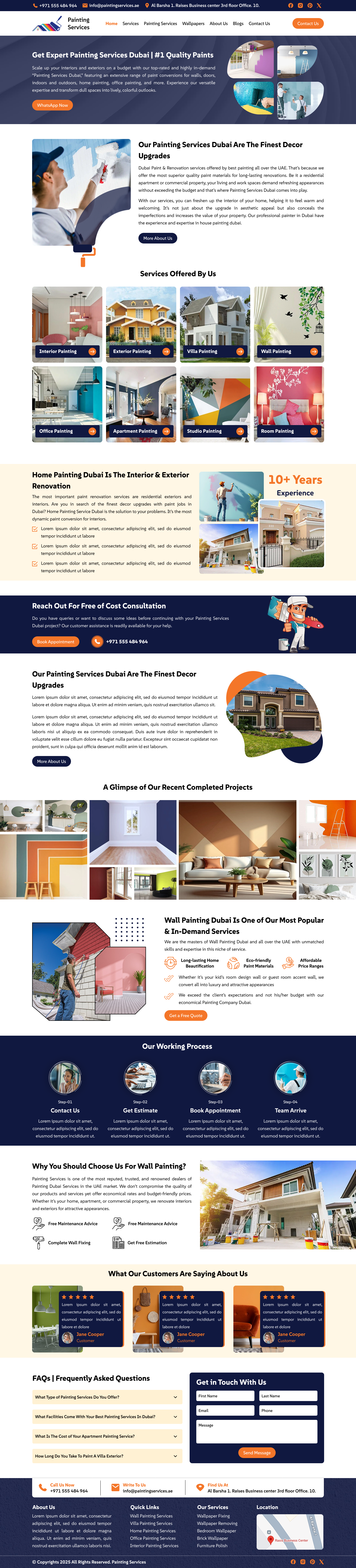 Painting Service Website UI Design interior design interior design website landing page painting service painting service website painting shop painting website