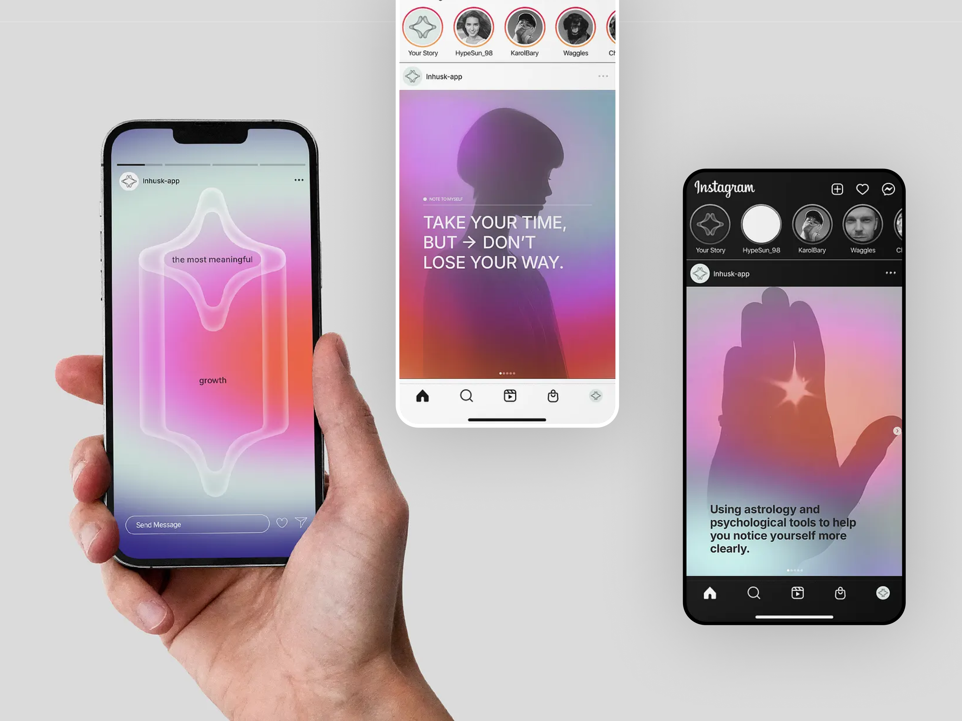 Inhusk | Designing for Daily Presence app design art direction branding creative studio design exploration digital experience dribbble shot gradient design mobile app design modern design startup design ui design ux design visual storytelling web design website design