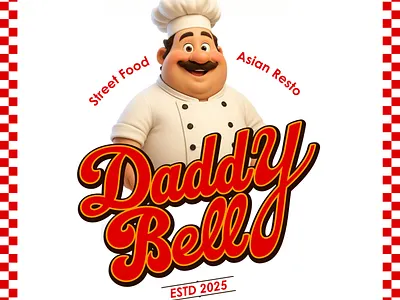 Daddy Belly Logo + Character 3d animation branding graphic design logo resto