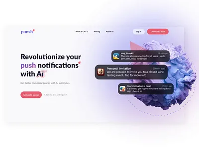 Punsh landing page ai animation artificial intelligence chatgpt clean design landing openai ui uiux user interface ux web website