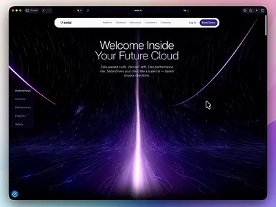 Sedai Platform Page 3d animation cloud darkmode futuristic interactive interface motiondesign platform saas software tech ui ux webdesign
