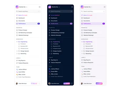 Dashboard Sidebar Exploration darkmode dashboard dashboarddesign figma lightmode menu navigation saas side nav sidebar ui ux webapp