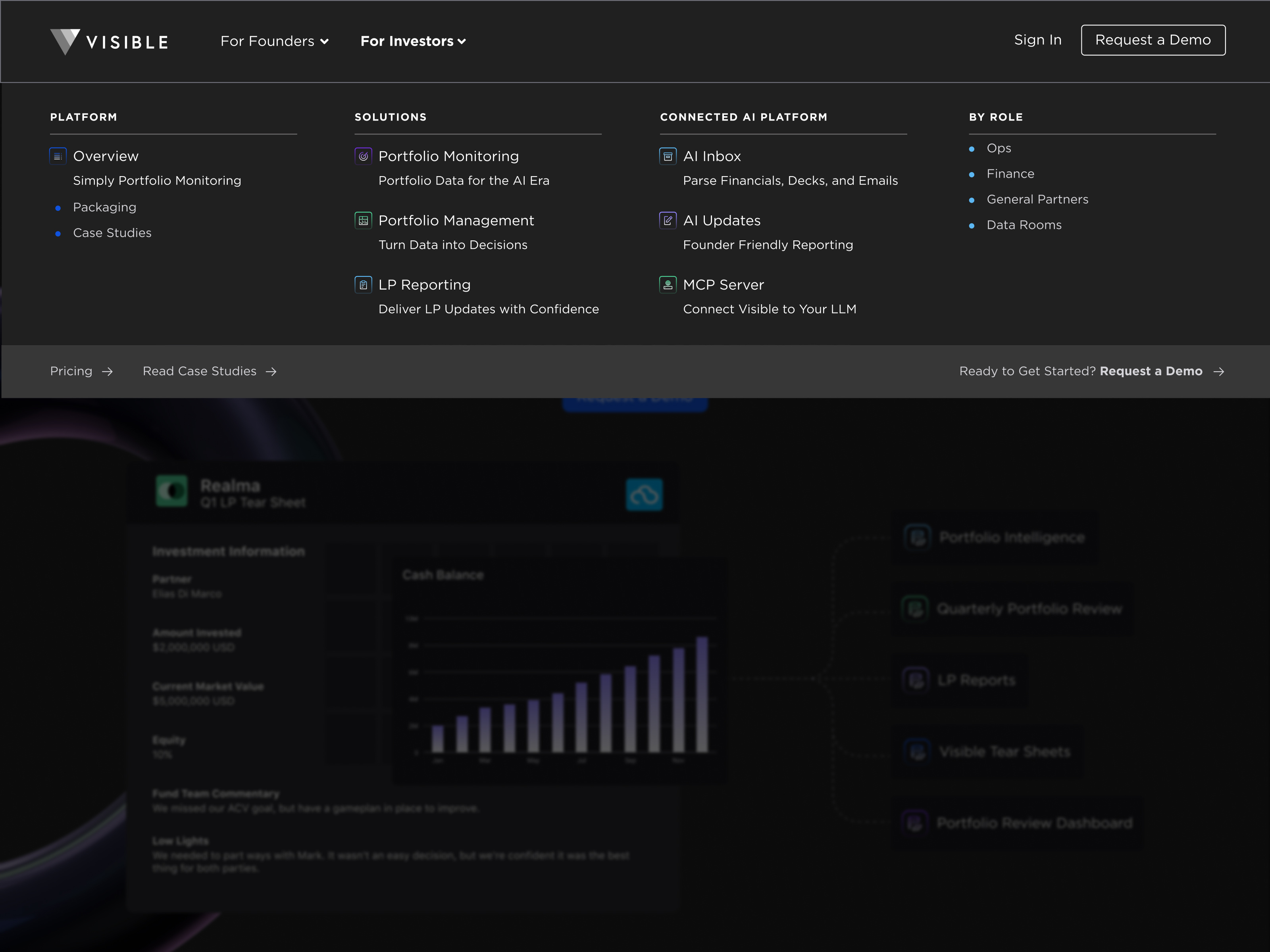 Visible.vc Website Navigation