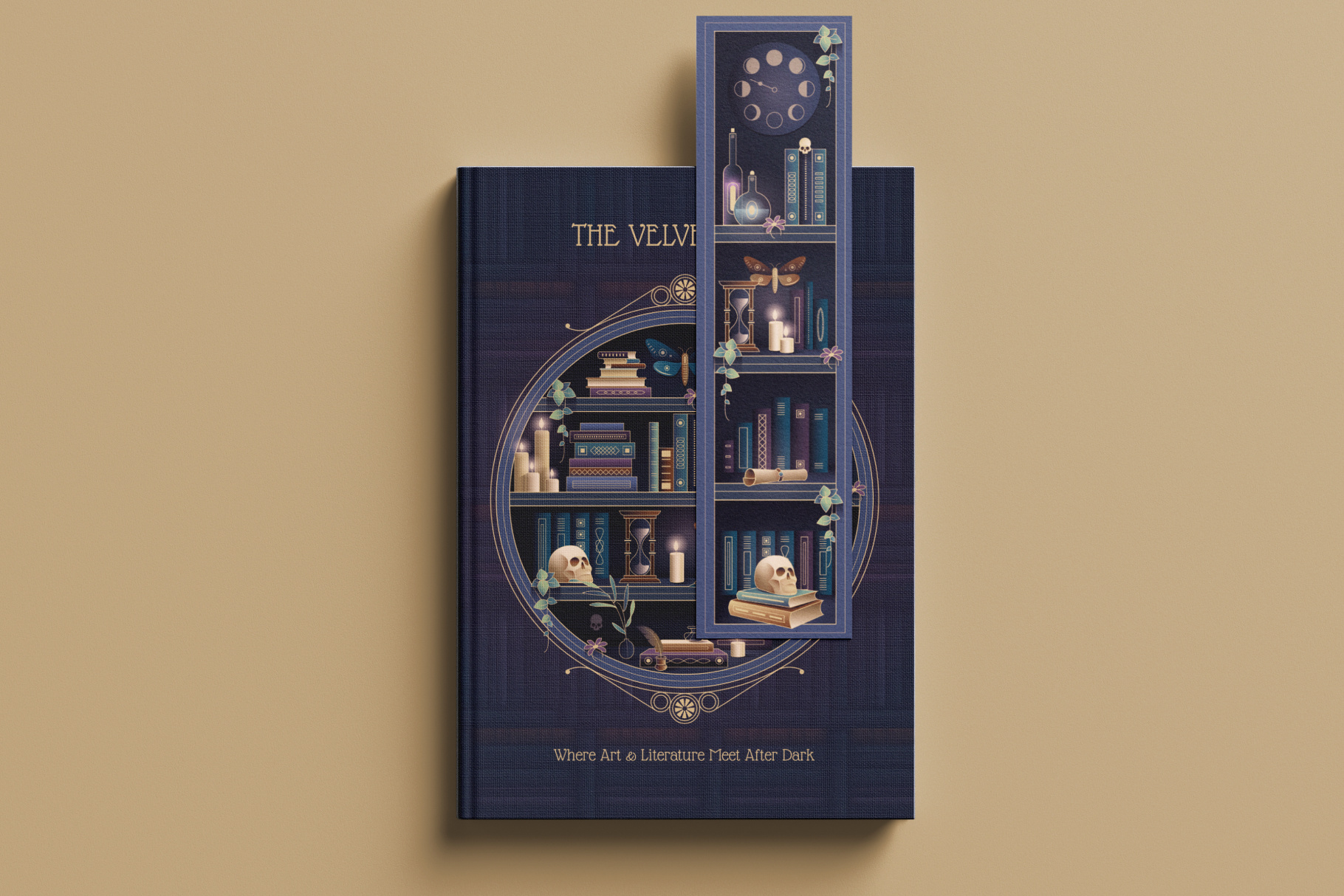Book cover and bookmark design in Art Nouveau style