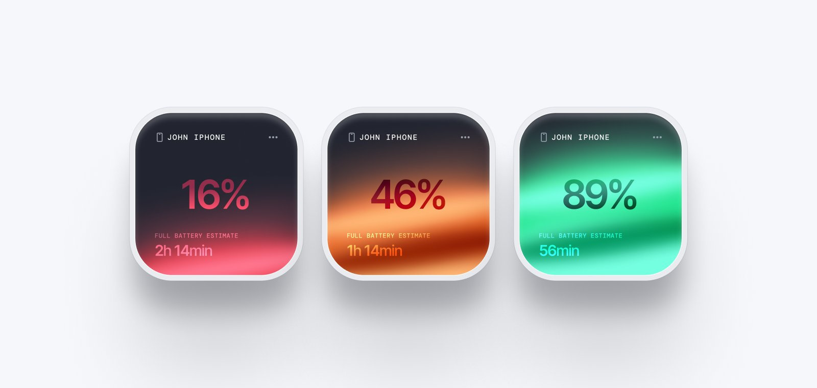 rounded battery status cards