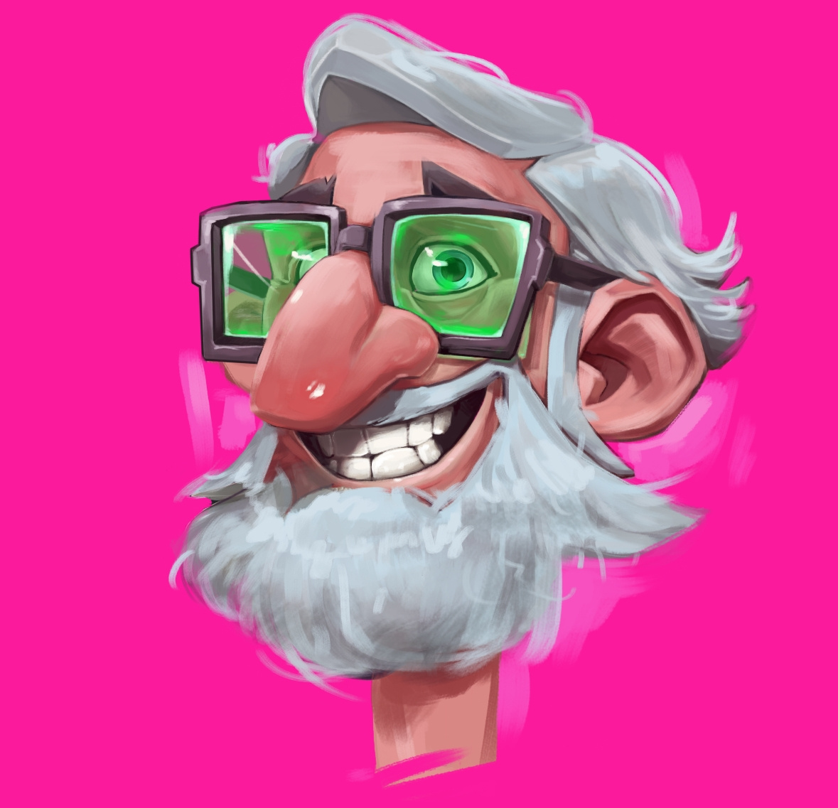 Happy oldman! cartoon character design cool funny happy illustration noai portret scientisr