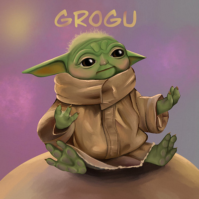 Grogu - little Yoda art draw grogu ill illustration painting procreate star wars yoda
