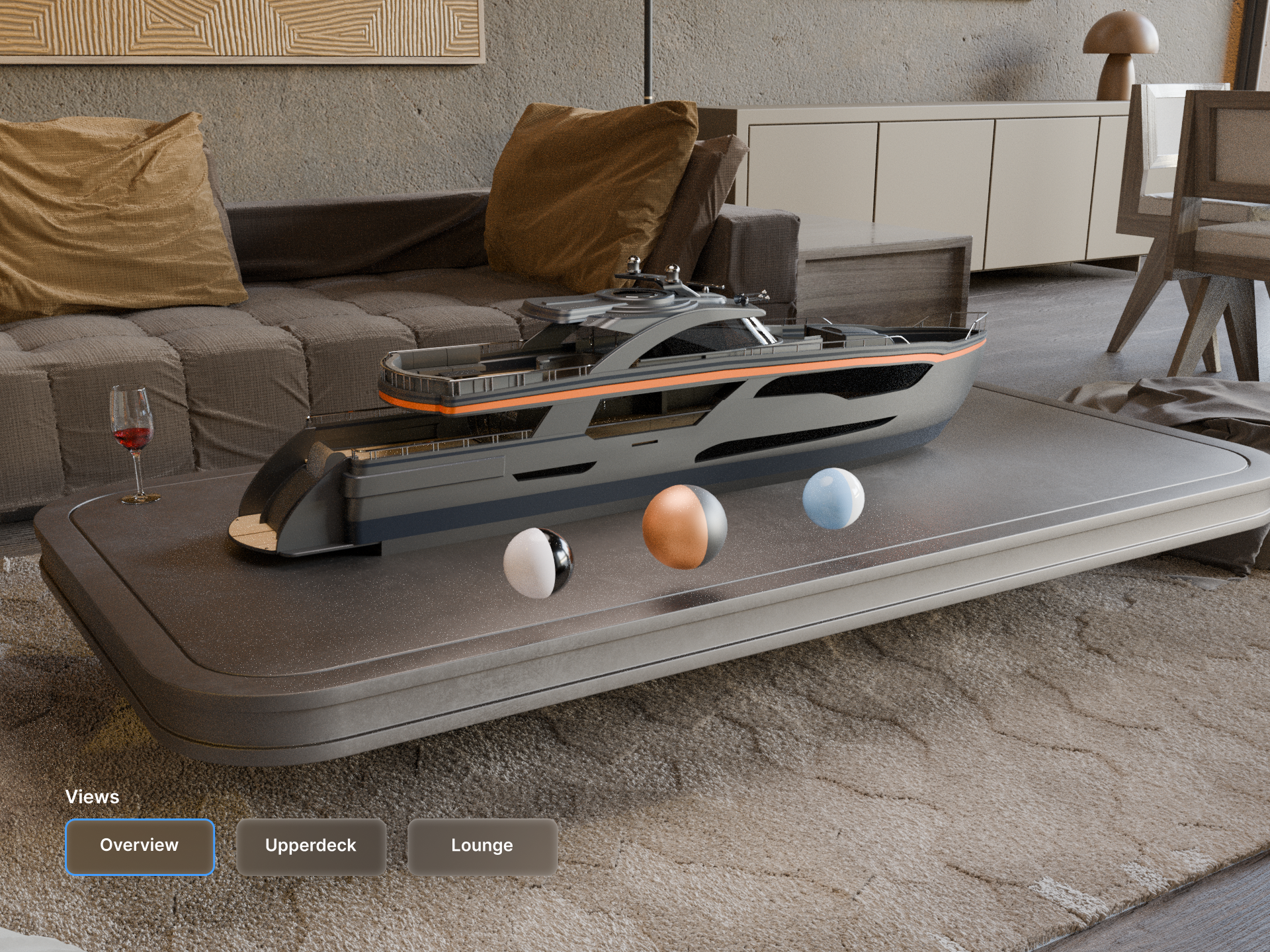 Yacht Customisation app 3d app graphic design luxury ui