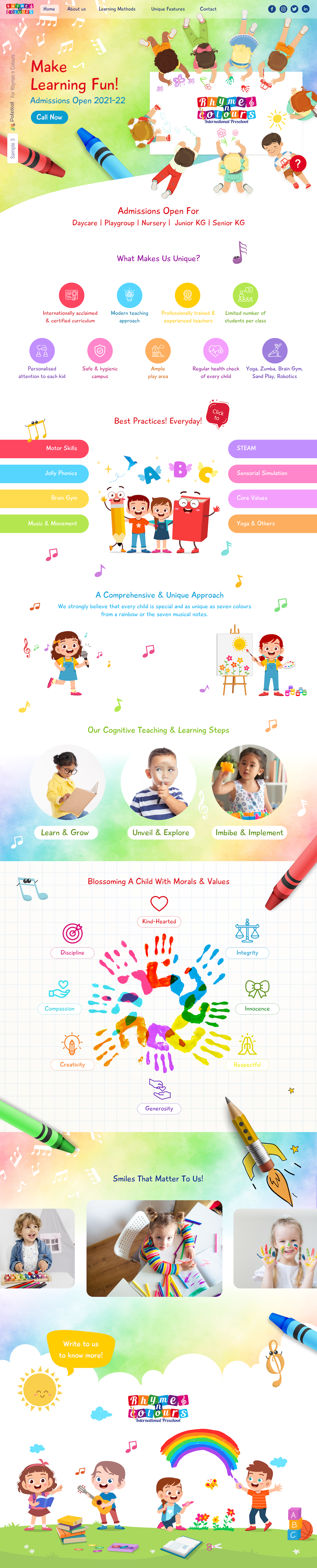 Rhymes & Colours - International Preschool - India graphic design ui website