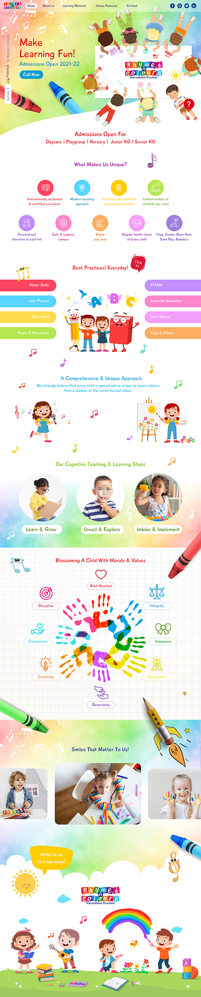 Rhymes & Colours - International Preschool - India graphic design ui website