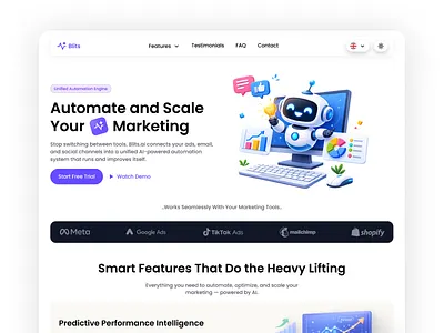 Blits.ai — AI Campaign Automation Landing Page Design aidesign automation landingpage saas startup webdesign