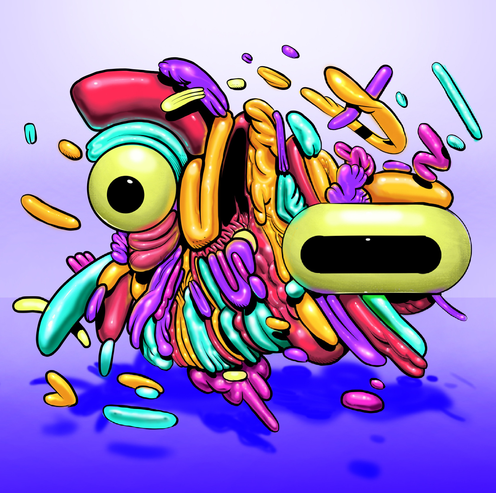 Watcher, 20. adobe fresco alien blobs colorful concept creepy eyes illustration monster weird