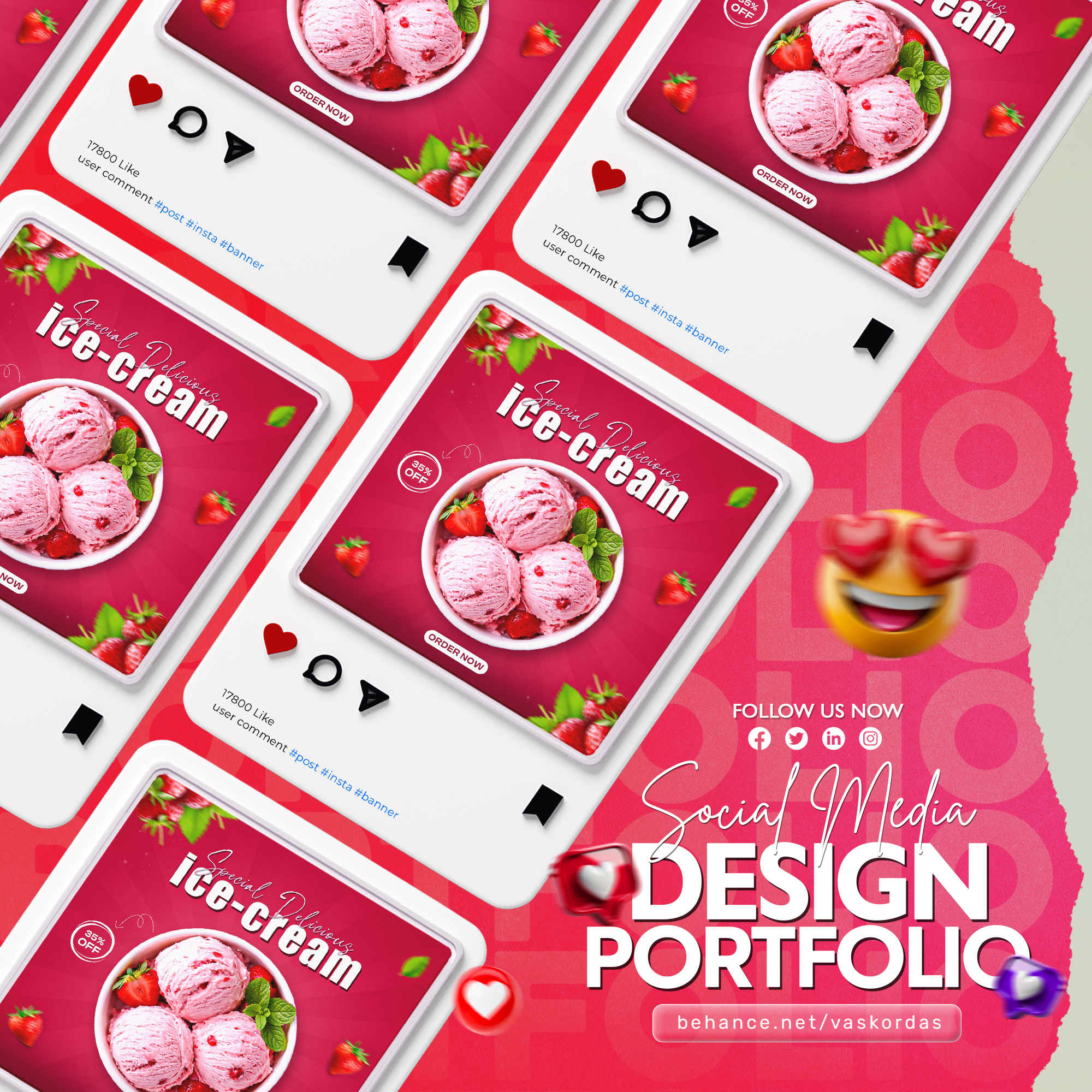 Social Media Advertising Design | Food Design branding creative design design design portfolio eye catching design food design graphic design ice cream design instagram post design modern design poster design social media design