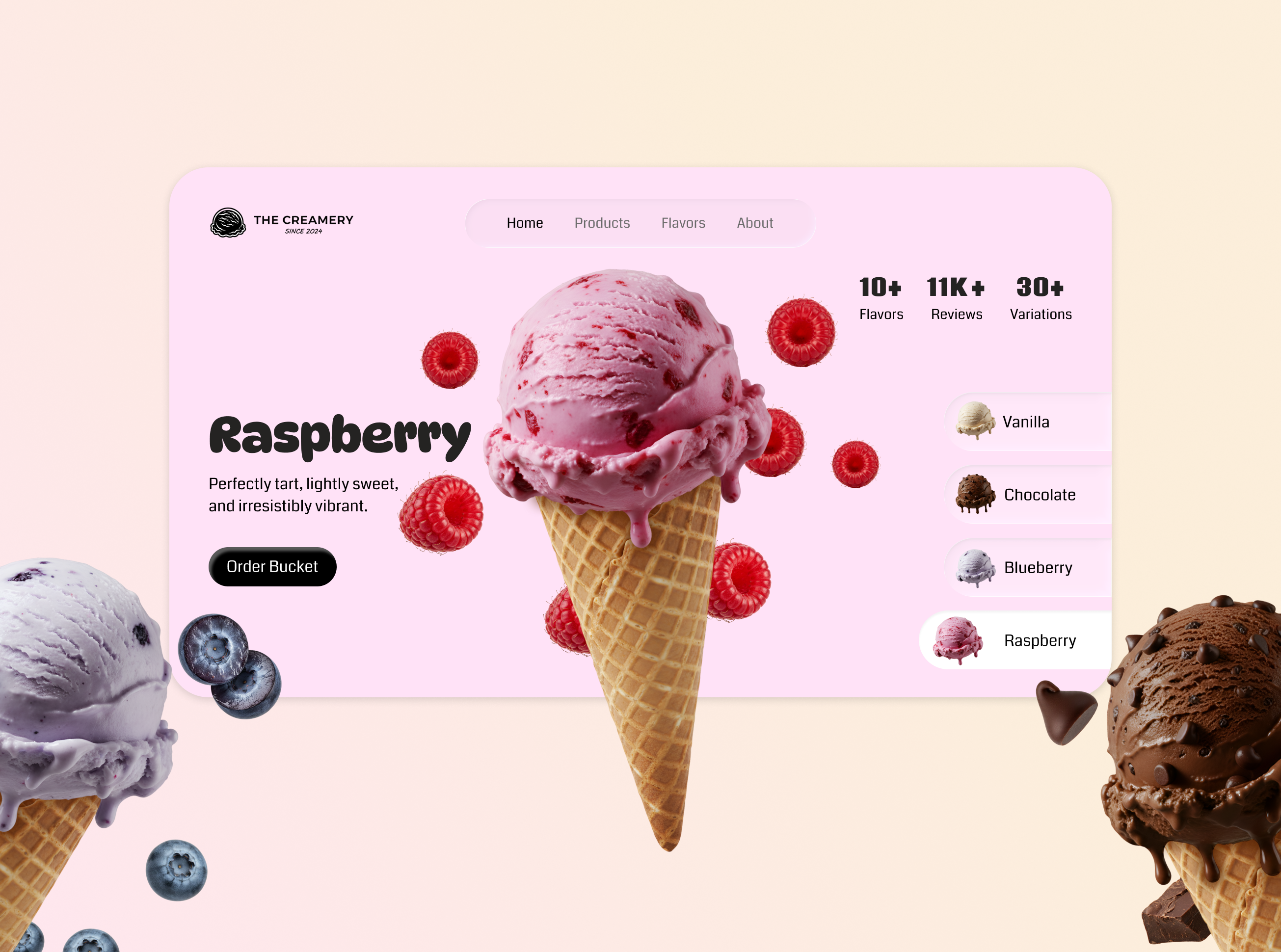 Icecream Parlor Website brand website branding business website business website design business website ui cute design futuristic futuristic design hero section hero ui icecream business icecream landing page icecream parlor icecream website landing page website website design website hero section
