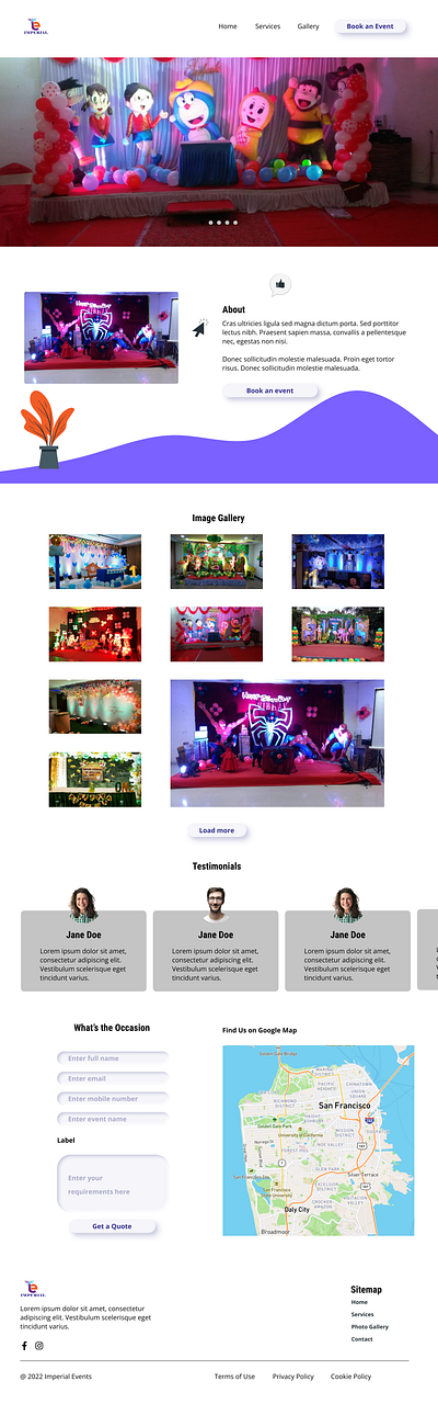 Imperial Events Website Design | UI UX Design design landing page landing page design ui