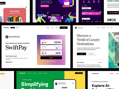 Landing Pages and Dashboards 2026 Showreel ai dashboard e commerce education finance fintech health hero section homepage landing page marketplace product design real estate saas travel ui ux web app web design website design