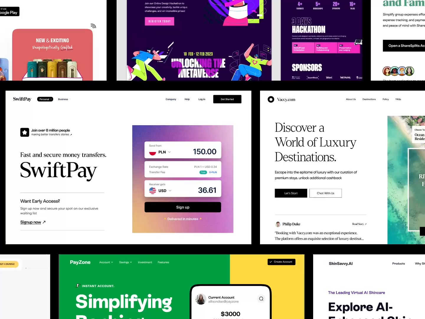 Example of Landing Pages and Dashboards 2026 Showreel