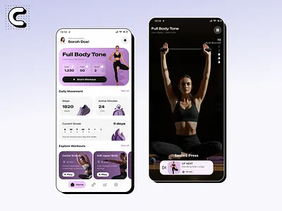 Fitness App UI Design | Workout Tracker Mobile App app design fitness app fitness tracker health app mobile app mobile ui product design ui design ux design wellness app workout app workout tracker