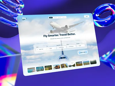 Flight Booking Service | Landing Page | UI Design airline service branding design flight booking flight ticket fly landing page product design ui user experience design user interface design ux web design