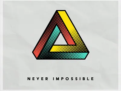 Never Impossible design graphic design halftone illusion impossible optical retro triangle vector
