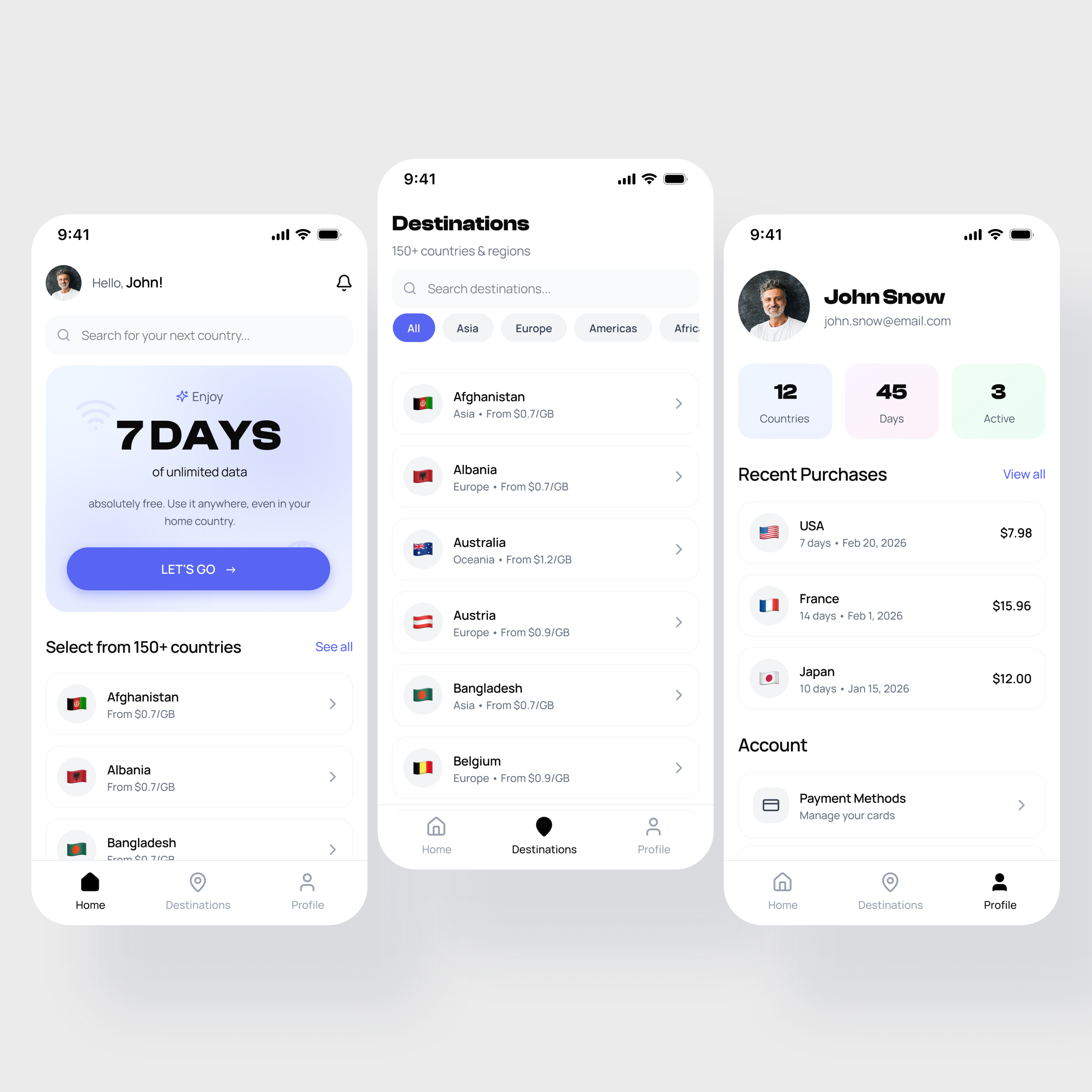 Esim Mobile App Design