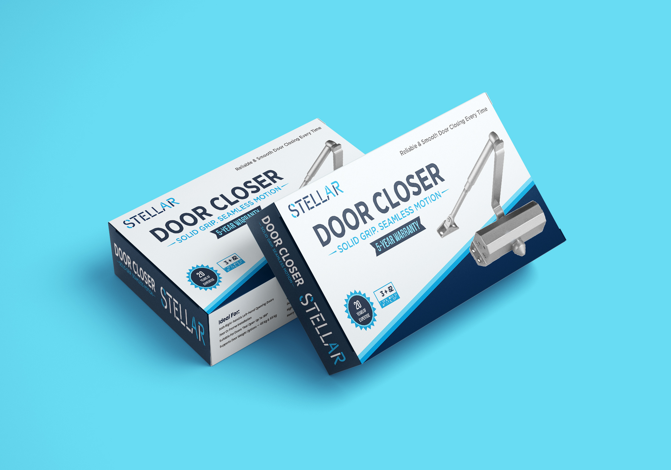 STELLAR Door Closer Packaging Design Strategic Industrial 3d mockup box design brand identity graphic design hardware branding industrial packaging packaging design product packaging retail packaging typography