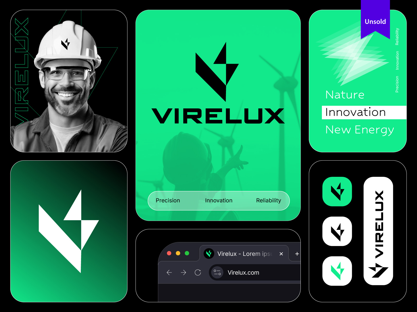 Virelux — Renewable Energy Logo Design brandidentity branding cleantech designinspiration ecodesign geometricdesign greenbranding logodesign logomark minimal logo minimaldesign monogramlogo renewableenergy solarenergy windenergy