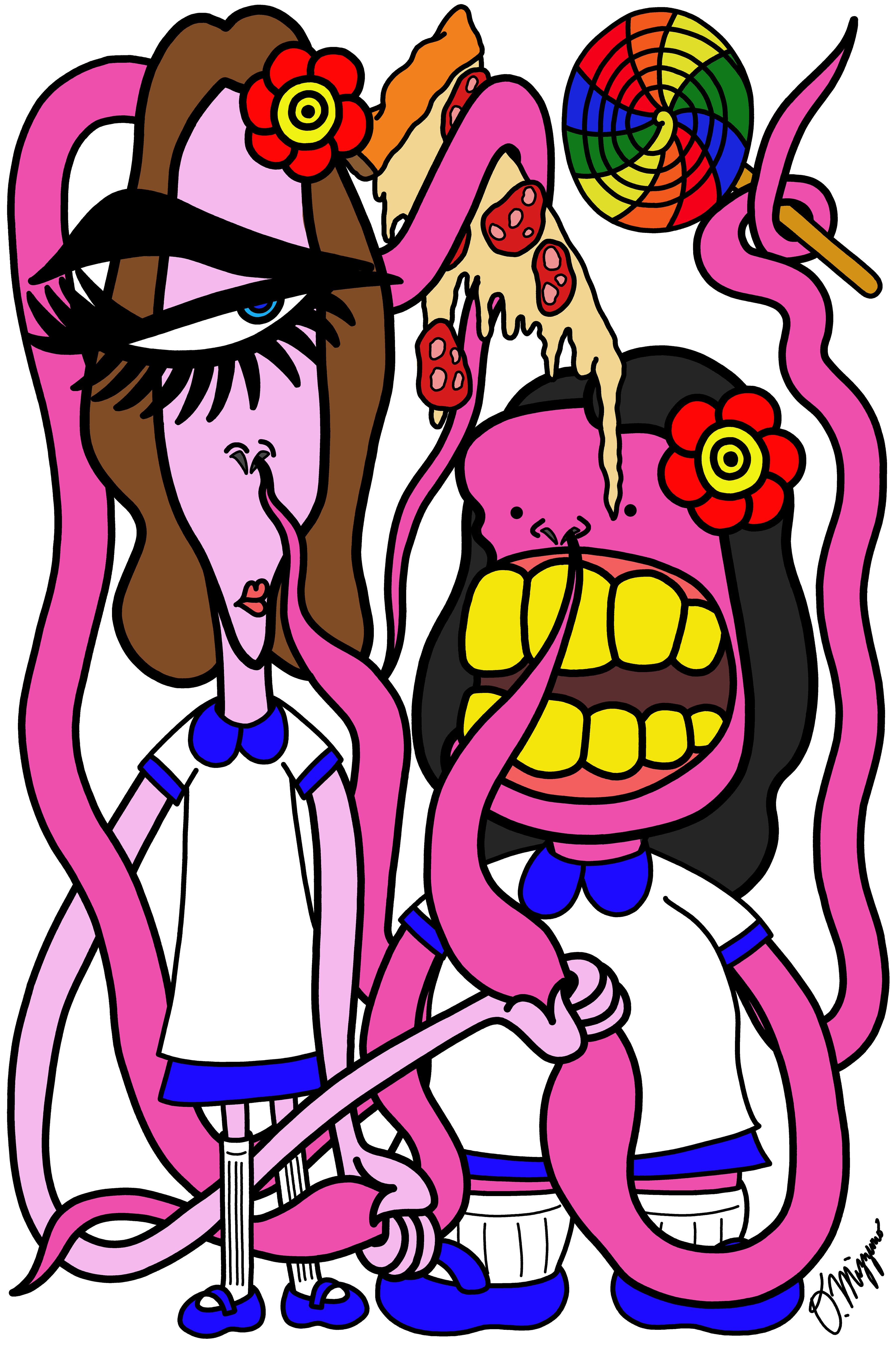 The Balbuho Sisters aliens cartoon creatures fantasy humor illustration pop art sci fi surrealism weird