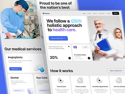 Care.co - Medical Landing page creative landing page medical web design product design uihut uiux design web web design webflow webflow design webflow developer webflow landing page website design