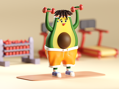 Avocardio 3D Illustration 3d art 3d character 3d illustration avocado blender character illustration