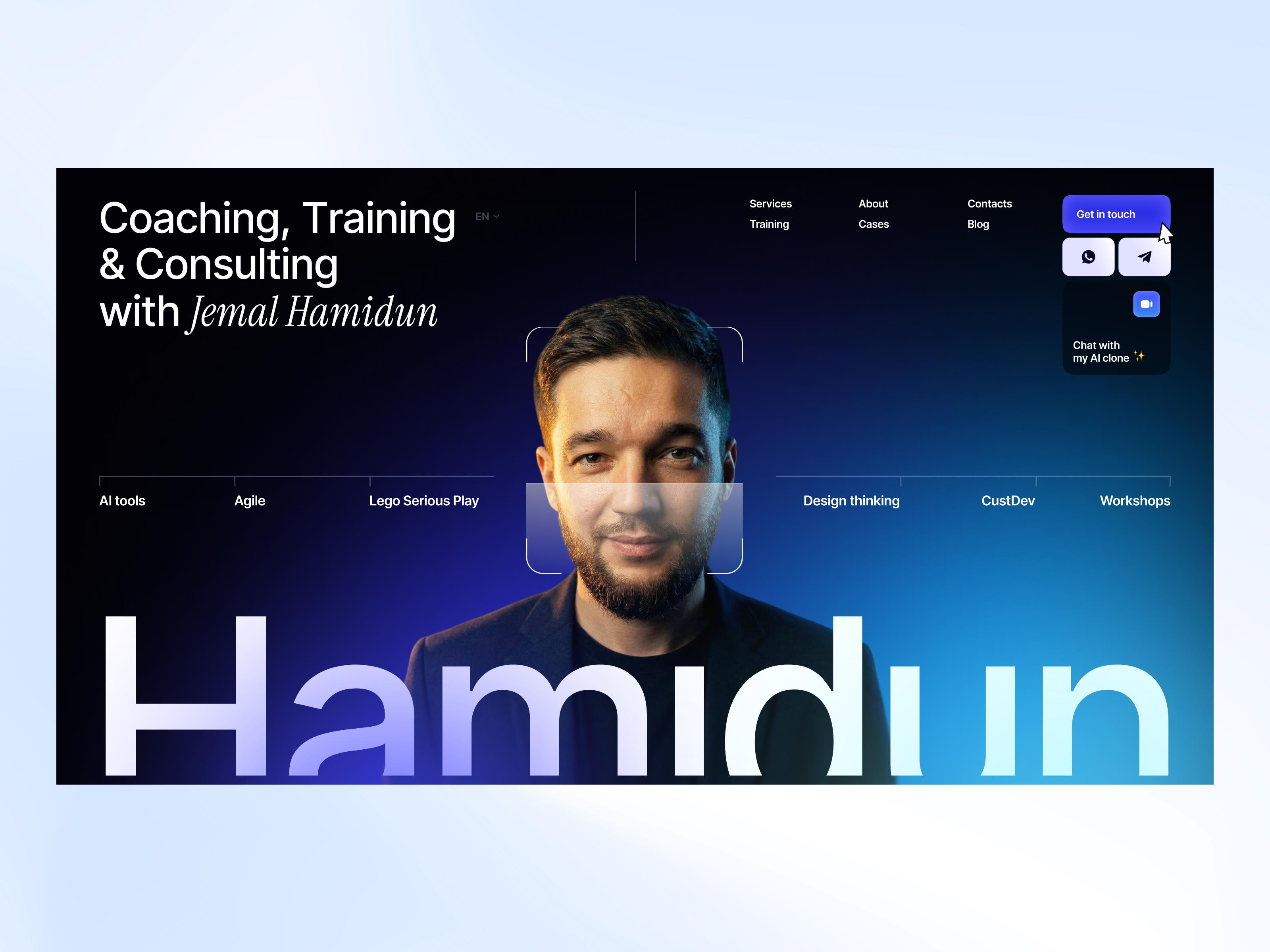 Hamidun - website for Ai Expert ai landing page ai tool ai website design animation homepage landing page ui design web design