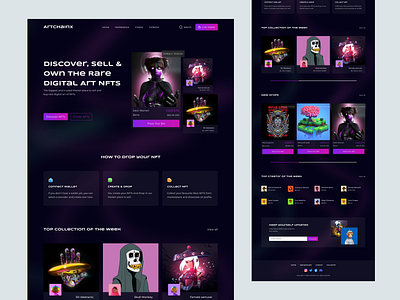 NFT Website bitcoin crypto crypto art crypto wallet digital art ethereum nft nft art nft home page nft landing page nft ui art nft ui design nft website nfts rarible webdesign