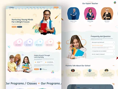 Kindergarten School Landing Page child care website child landing page daycare daycare website landing page e learning website education landing page education platform fintech kids education website kids school website kindergarten kindergarten landing page kindergarten school landing page kindergarten website landing page minimal design online education saas design website design