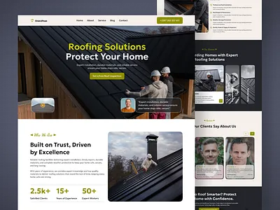 Roofing Service Landing Page business website clean layout construction website contractor website corporate website home service website landing page design minimal design modern website roofing service roofing website service landing page simple ui design ui inspiration ux design web design website concept