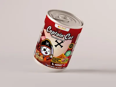 Captain Cat Wet Canned Food for Cat 3d branding food packaging pet product