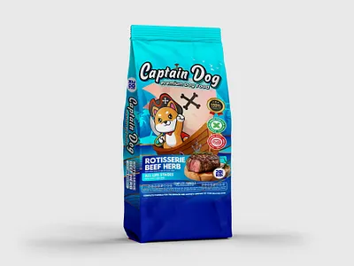Captain Dog Dryfood Packaging 3d branding food graphic design packaging pet