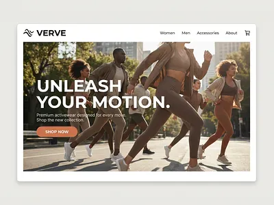 Verve, Activewear E, commerce Landing Page Concept. activewear branding ecommerce design fitness website hero section landing page minimal design modern ui ui design ux design web design website inspiration
