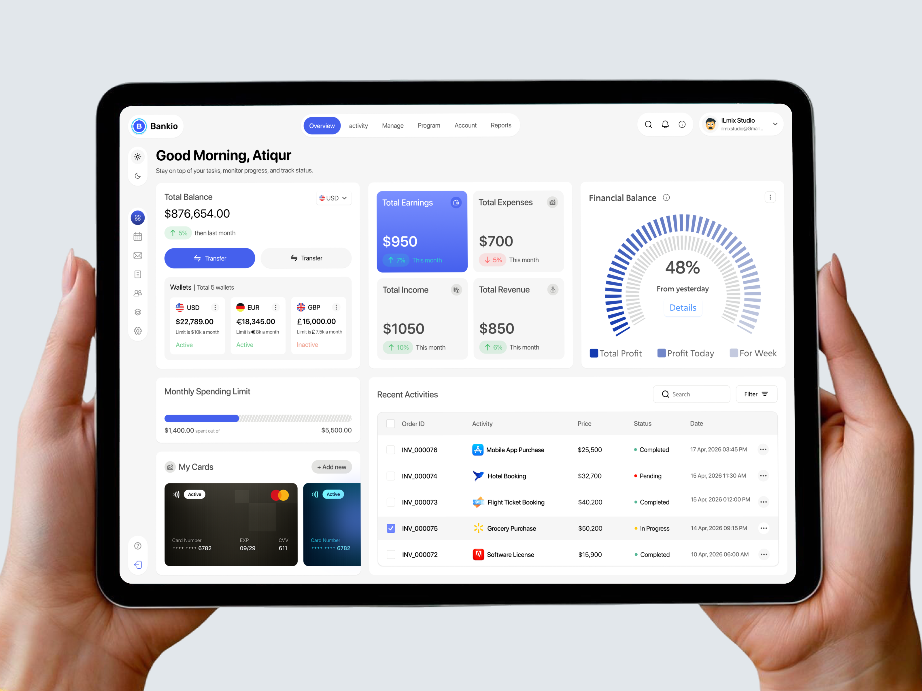 Example of Finance Dashboard Design 