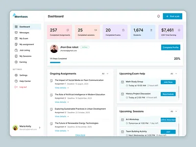 PopTutore analytics dashboard clean ui dashboard ui edtech education app figma design learning management system lms design minimal dashboard modern ui online exam product design saas dashboard startup app student app teacher app tutor platform ui design ux design web app design