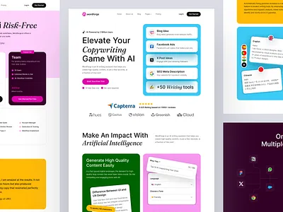 Ai Writer Website ai interface product saas service startup ui ux web