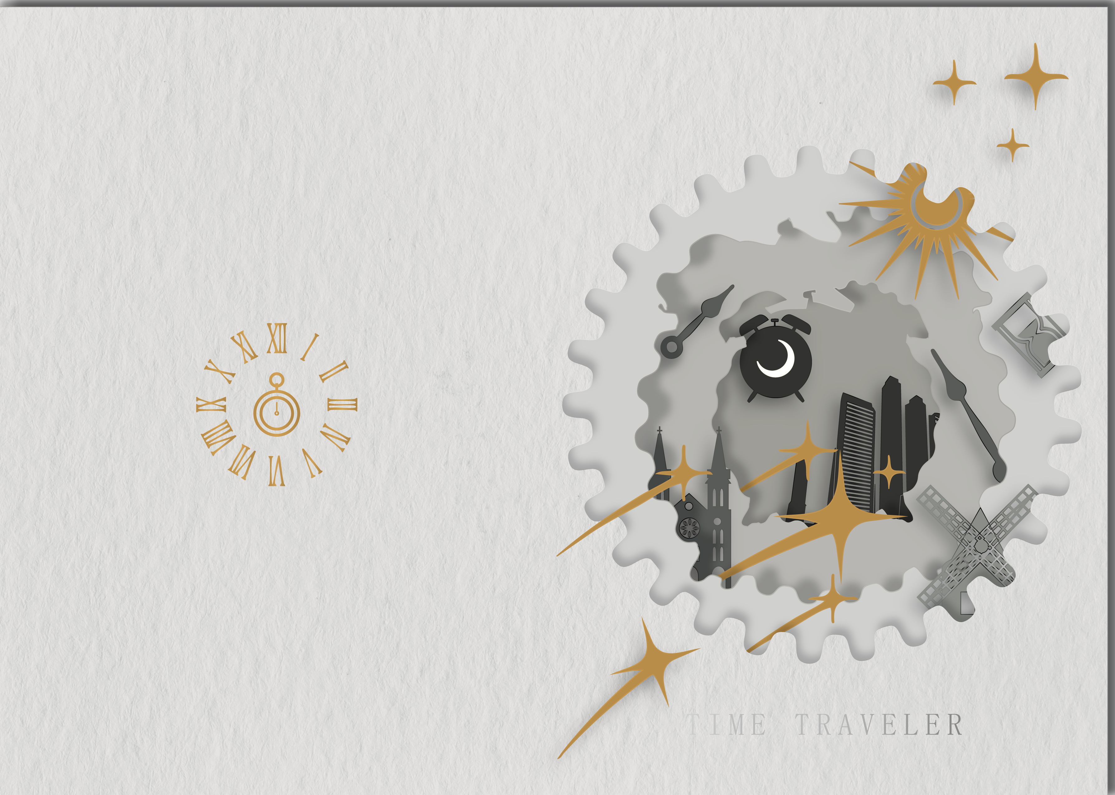 〈Time travel〉Paper cut  card