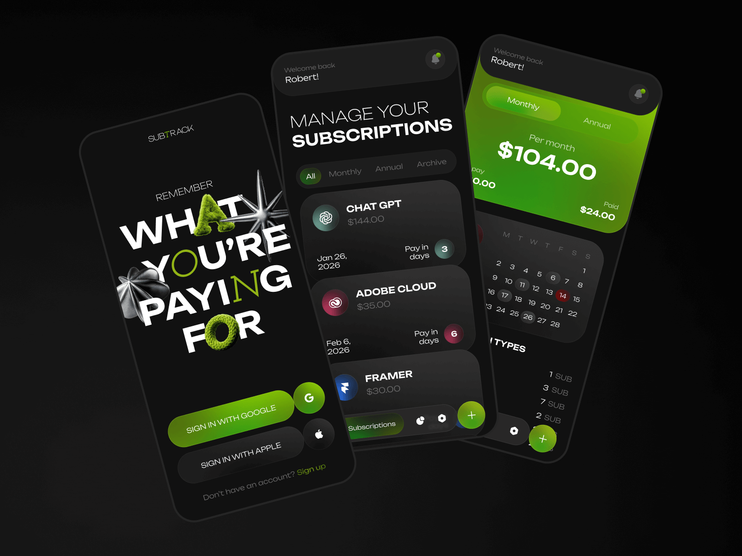 SubTrack. Subscription Management App