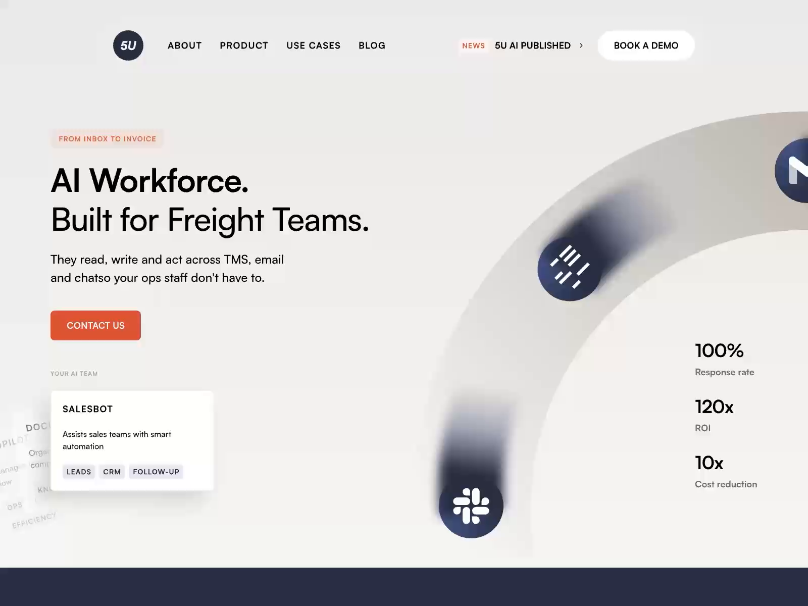 Example of 5U AI | Freight AI Agent Automation Landing Page Case Study