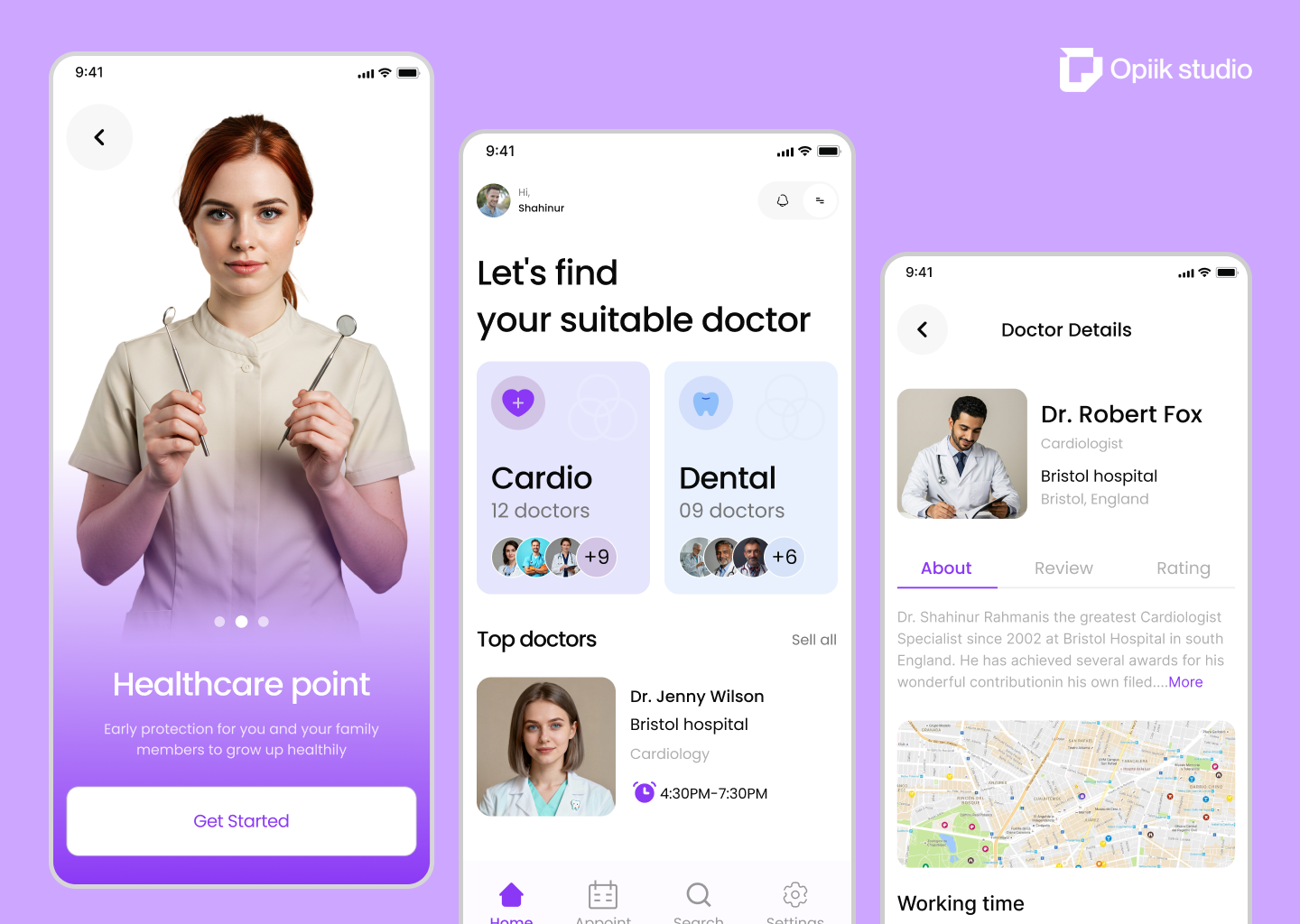 Healthcare Mobile App UI Design ai app design ai appointment app design app screen app ui appointment app doctor app figma healthapp healthcare app minimal design mobile app design opiik studio product design ui ui design ui ux design ux ux design